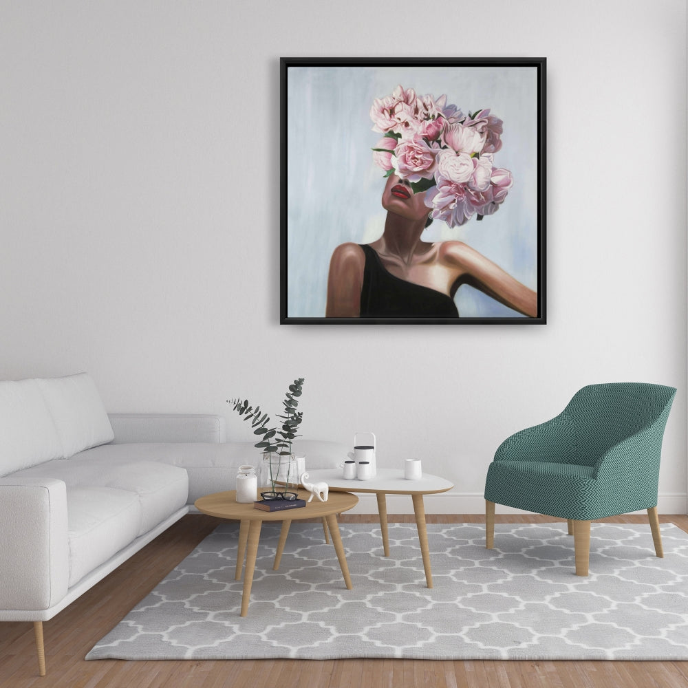 Découvrez la vie dans les fleurs – Toile encadrée rose pour la décoration intérieure