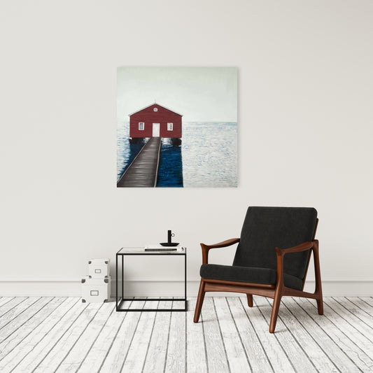 Boathouse Marine Bathroom Canvas - Home Decor Wall Art