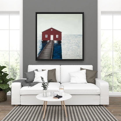 Boathouse Blue Framed Canvas | Bathroom Decor | Home Art