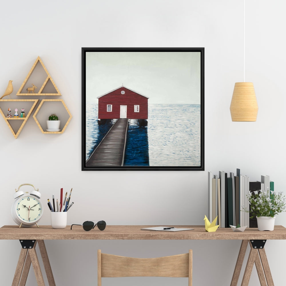 Boathouse Blue Framed Canvas | Bathroom Decor | Home Art