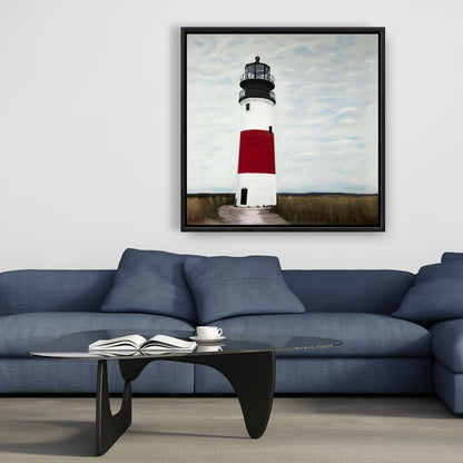 Toile bleu marine représentant le phare de Sankaty Head – Décoration d'intérieur