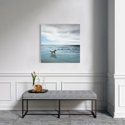 Dog on the Beach Marine Canvas | Home Decor Beach Animals