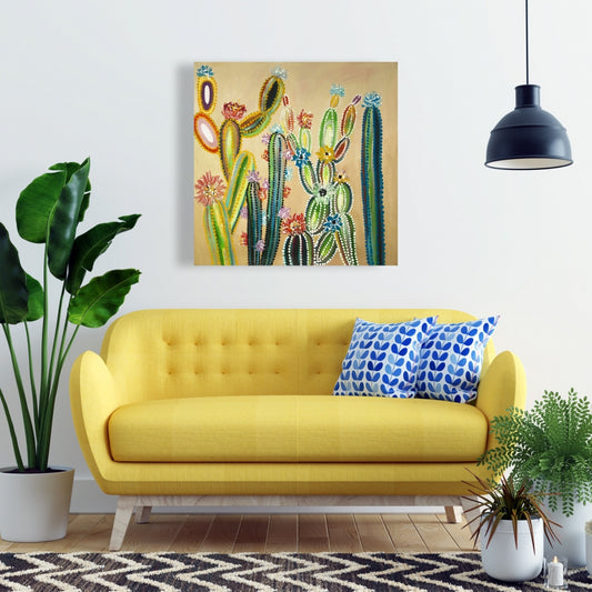 Desert Gems | Yellow Floral Botanical Canvas for Home Decor
