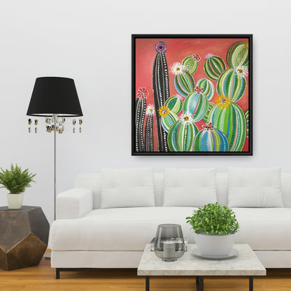 Toile encadrée Cactus arc-en-ciel | Décoration botanique exotique pour la maison