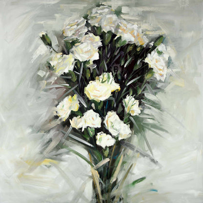 Lisianthus White Bouquet Canvas | Contemporary Bedroom Decor