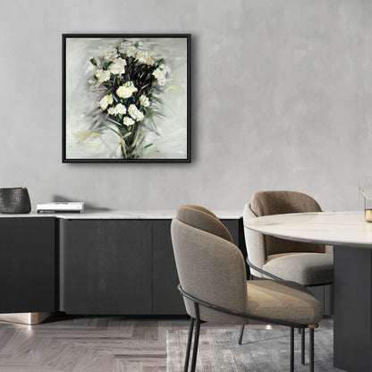 Toile « Bouquet de lisianthus blanc » | Décoration murale florale pour chambre