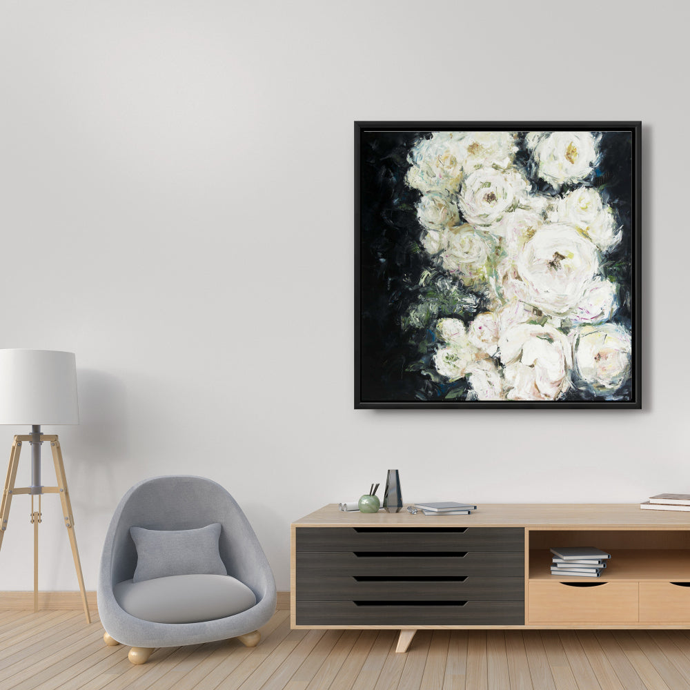 Toile botanique contemporaine « Roses de jardin » | Décoration de chambre