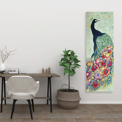 Proud as a Peacock - Blue Canvas Art for Home Decor