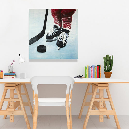 Young Hockey Player Canvas - Sports Bedroom Decor | Hyperrealist