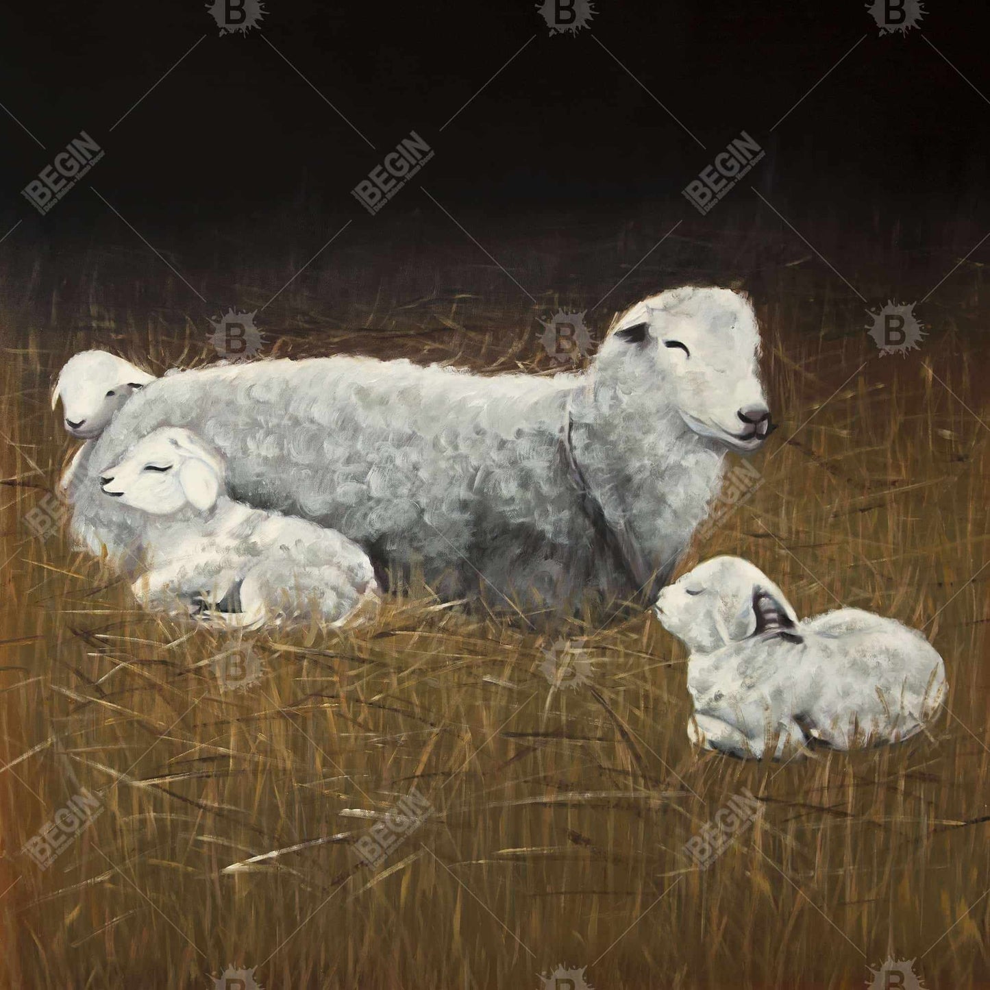 Rustic Farm Animals Canvas | Sheep and Lambs Home Decor