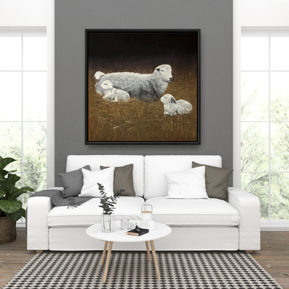 Rustic Farm Animals Canvas | Sheep and Lambs Home Decor