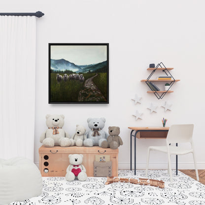 Rustic Sheep in Countryside Canvas | Farm Animal Home Decor