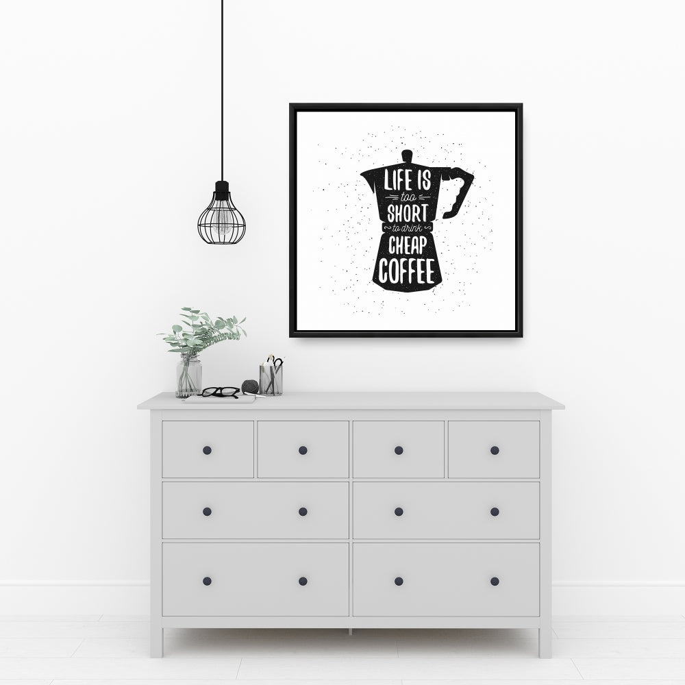 Black Minimalist Kitchen Canvas - Life and Coffee Home Decor