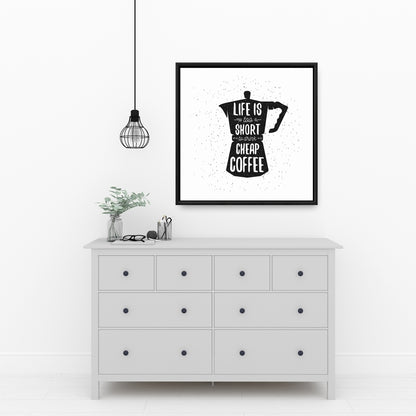Black Minimalist Kitchen Canvas - Life and Coffee Home Decor
