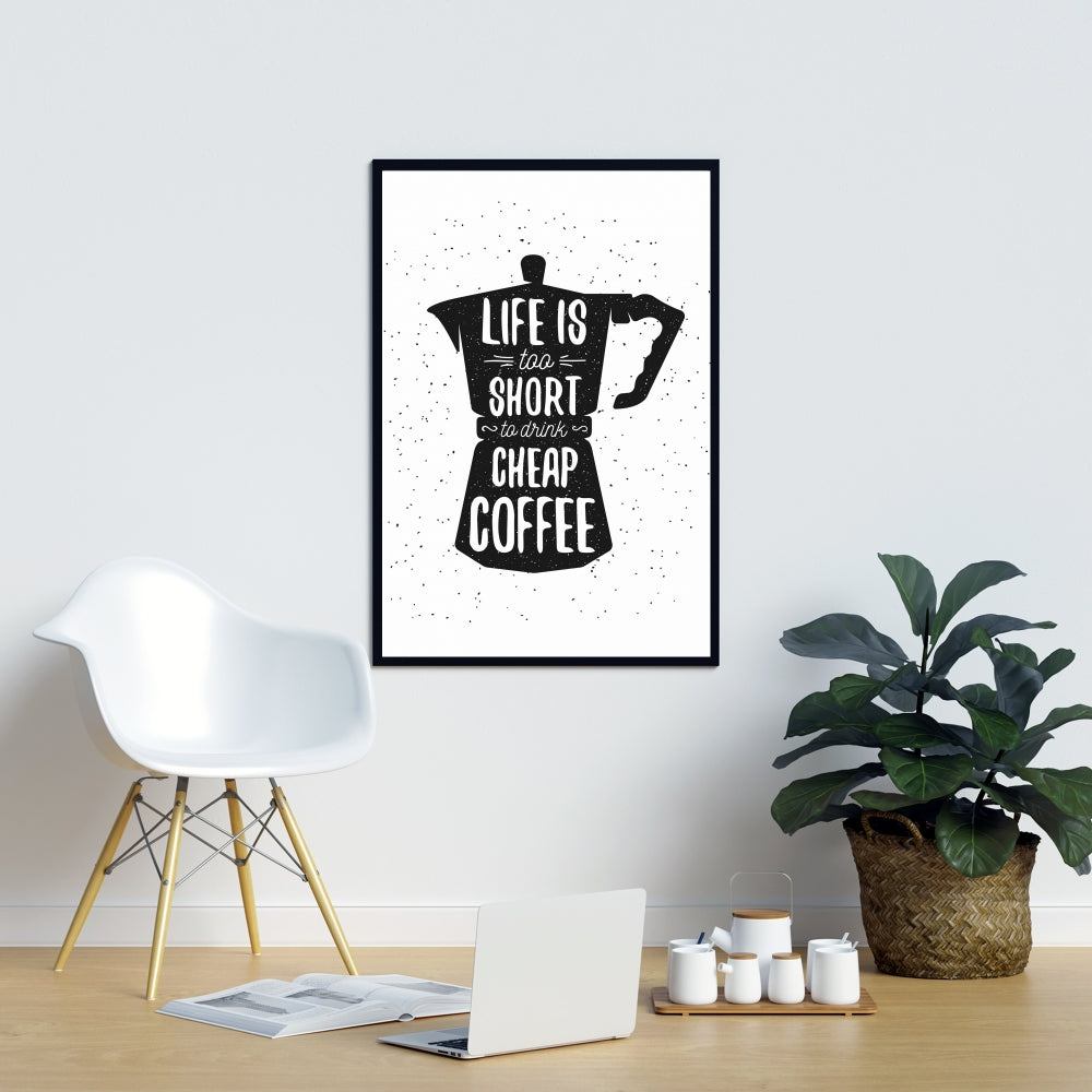 Black Minimalist Kitchen Canvas - Life and Coffee Home Decor