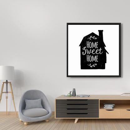 Minimalist Kitchen Decor | Black Framed "Home Sweet Home" Canvas