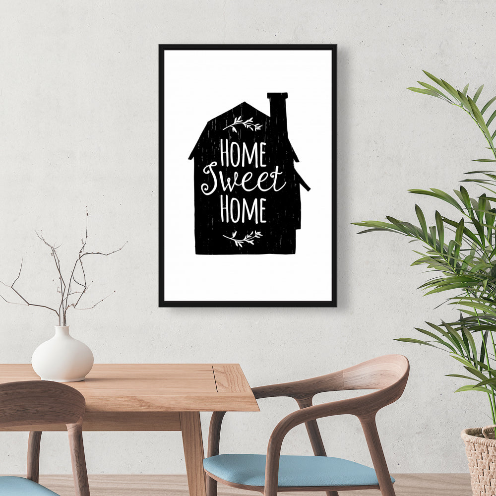 Minimalist Kitchen Decor | Black Framed "Home Sweet Home" Canvas