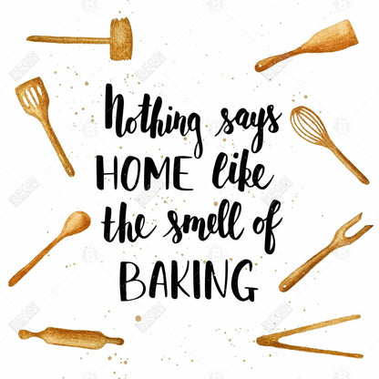 Home & Baking Illustrative Framed Canvas | Decor for Kitchen