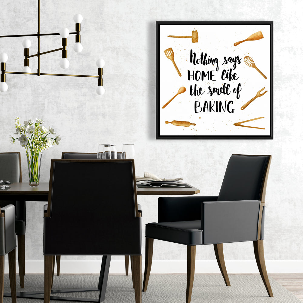 Home & Baking Illustrative Framed Canvas | Decor for Kitchen