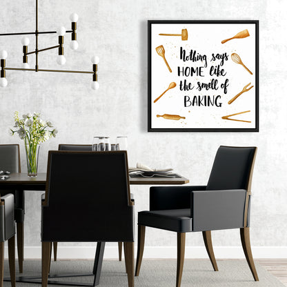 Home & Baking Illustrative Framed Canvas | Decor for Kitchen