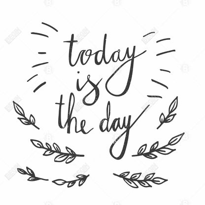 Toile encadrée monochrome grise « Aujourd'hui est le jour » - Décoration d'intérieur