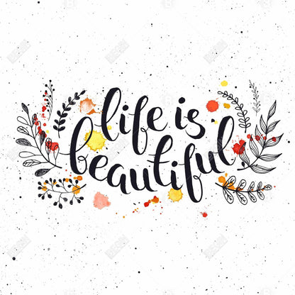 Life is Beautiful Black Canvas | Home Decor Illustrative Art