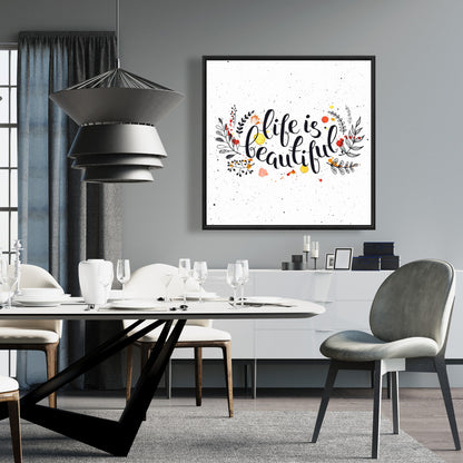 Toile encadrée « La vie est belle » noire - Décoration d'intérieur
