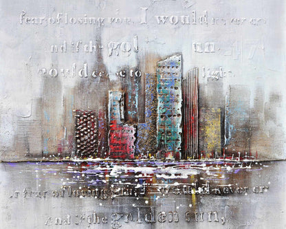 Relief typographique paysage urbain | Toile encadrée pour décoration intérieure