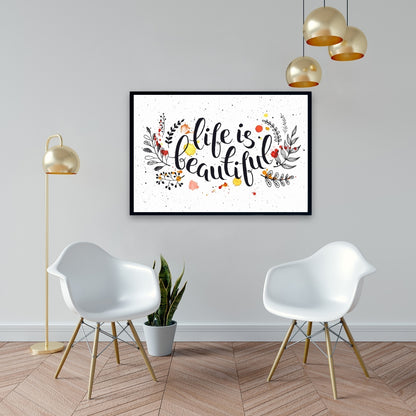 Toile encadrée « La vie est belle » noire - Décoration d'intérieur