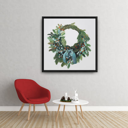 Couronne de Noël rustique sur toile | Décoration d'intérieur festive