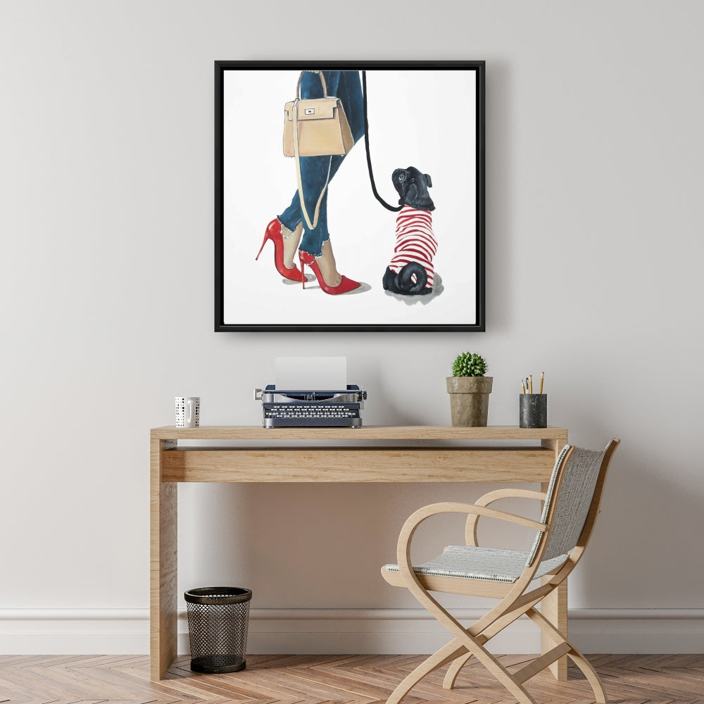 Toile « Best Friends Fashion » bleue avec animaux de compagnie | Décoration de chambre