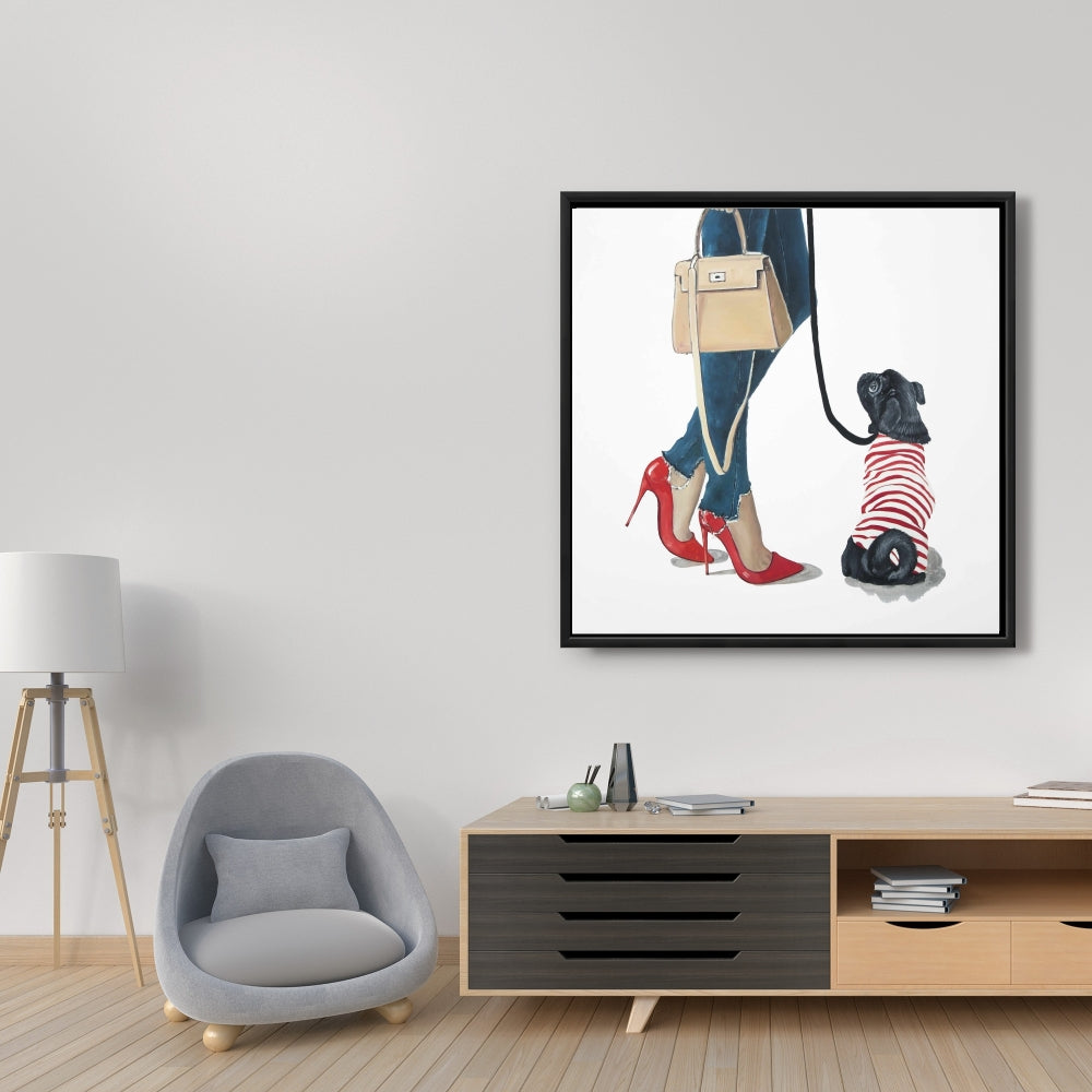 Toile « Best Friends Fashion » bleue avec animaux de compagnie | Décoration de chambre