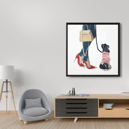 Toile « Best Friends Fashion » bleue avec animaux de compagnie | Décoration de chambre