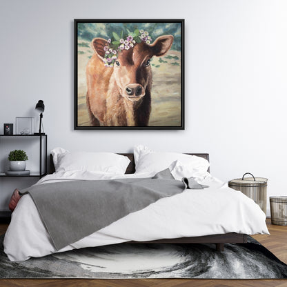 Rustic Cute Jersey Cow Canvas | Bedroom Animal Wall Decor