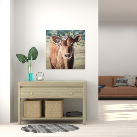 Brown Rustic Animals Canvas | Cute Jersey Cow Home Decor