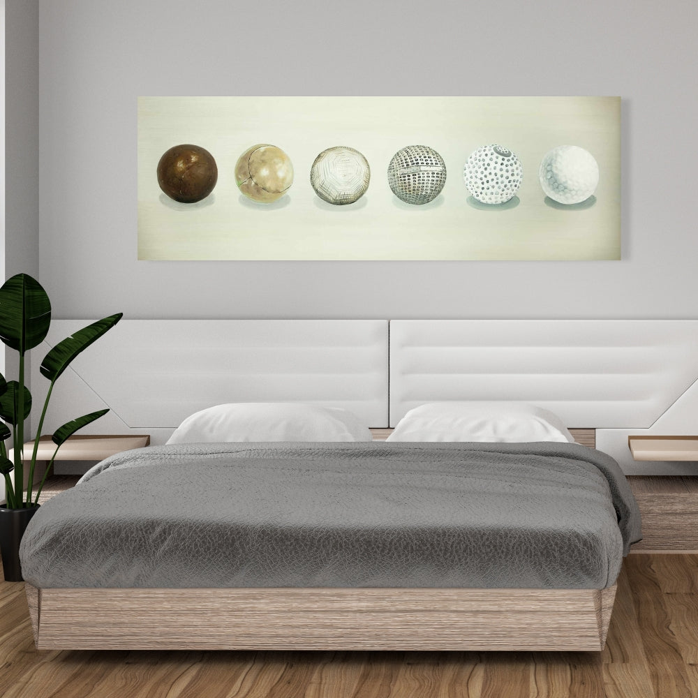 Golf Ball Evolution Canvas - Brown Still Life Man Cave Decor