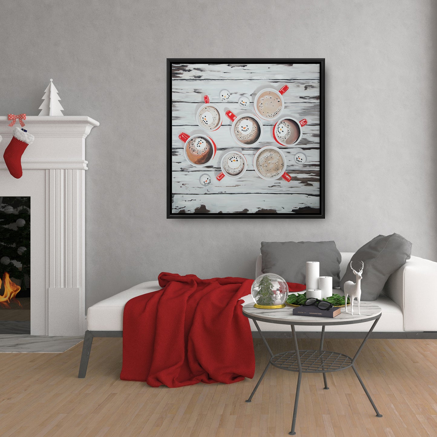 Holiday Hot Chocolate Canvas | Rustic Kitchen Decor Wall Art