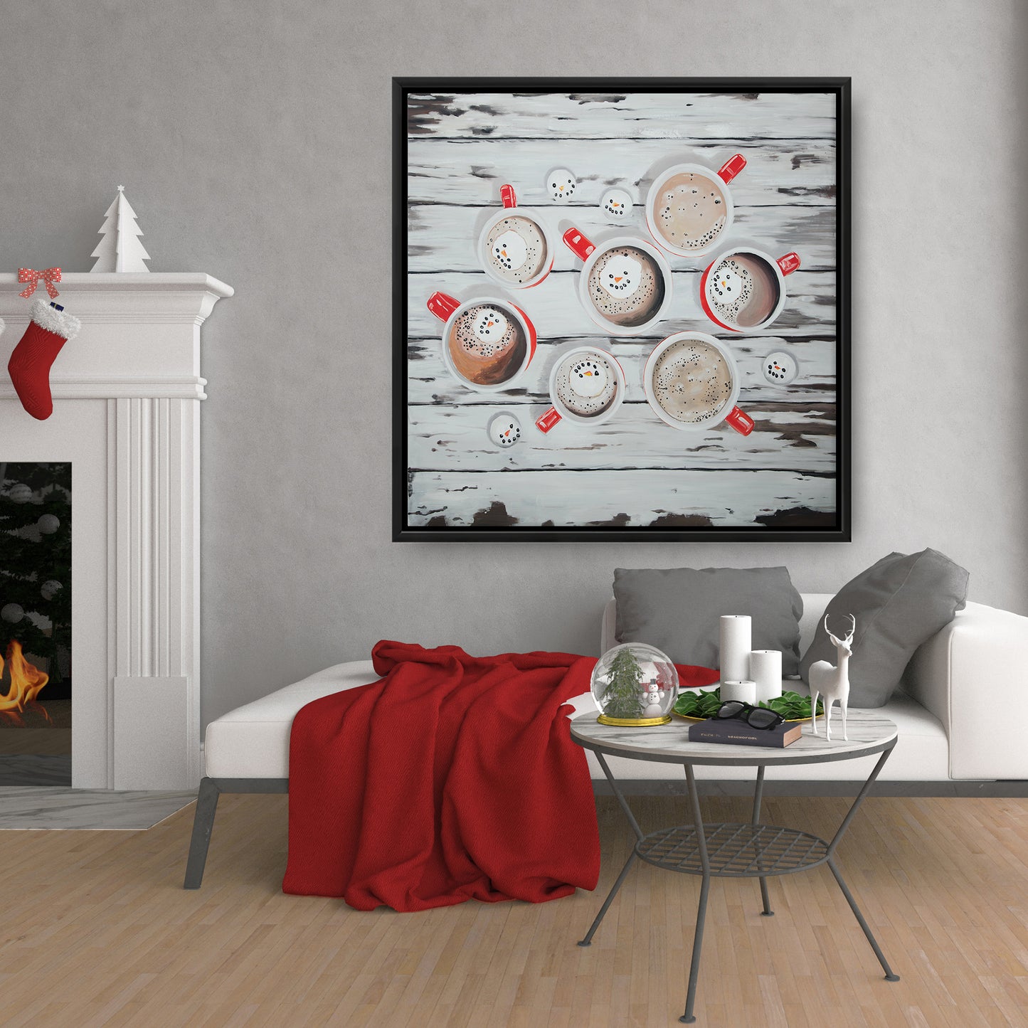 Holiday Hot Chocolate Canvas | Rustic Kitchen Decor Wall Art