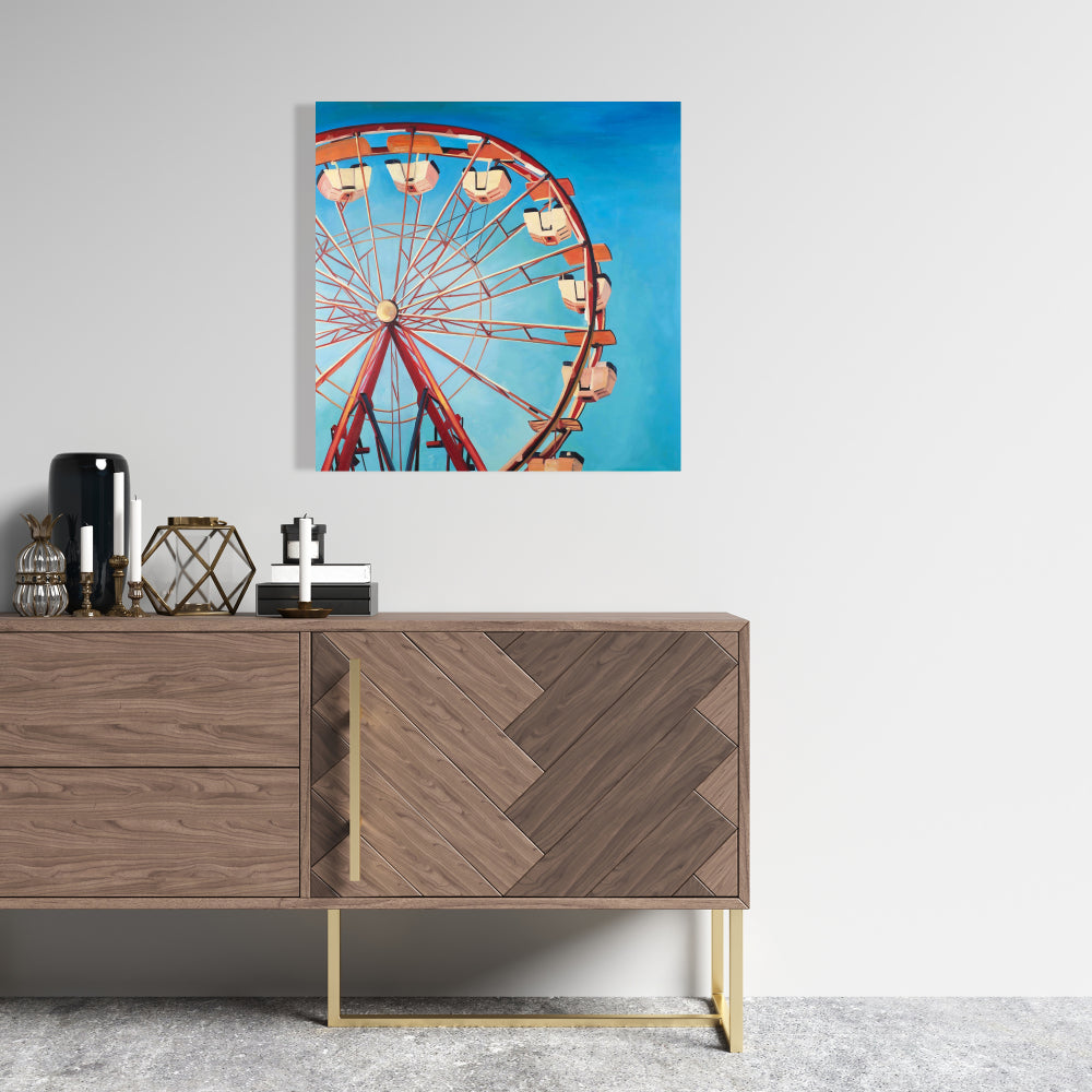 Ferris Wheel Blue Canvas - Modern Home Decor Art Piece