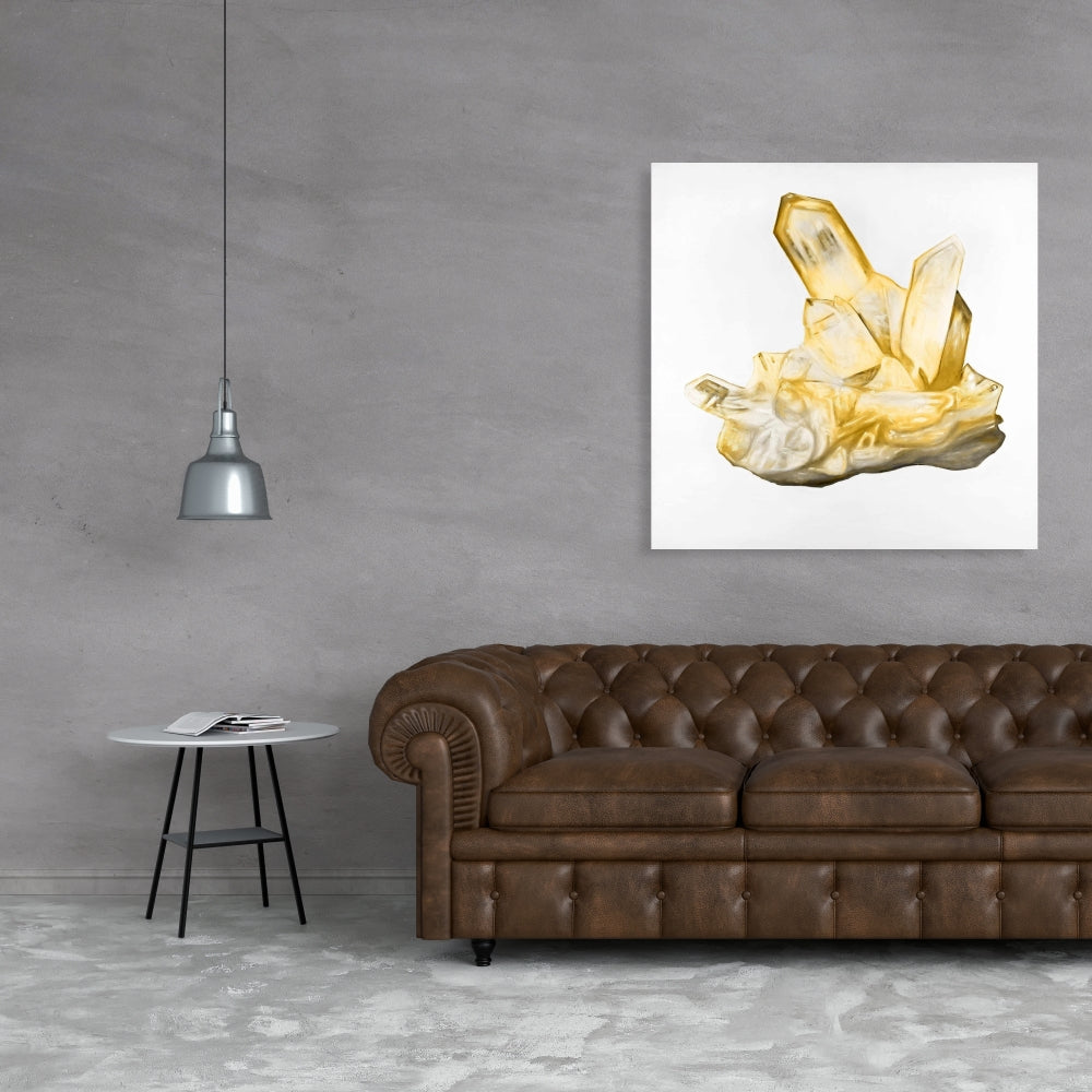 Citrine Stone Canvas | Modern Yellow Wall Art for Bedroom Decor