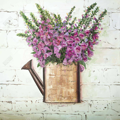 Rustic Purple Foxglove Floral Canvas | Botanical Home Decor