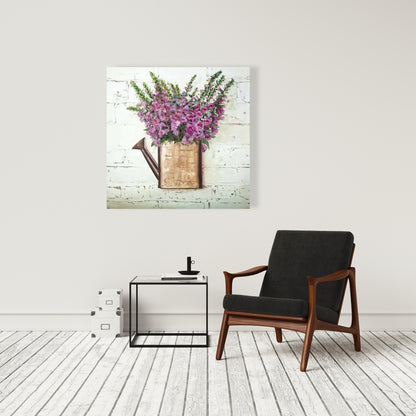 Rustic Purple Foxglove Floral Canvas | Botanical Home Decor