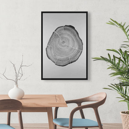 Grayscale Wood Log Framed Canvas | Trees Bedroom Decor
