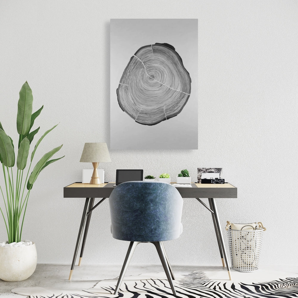 Grayscale Wood Log Canvas | Trees Gray Home Decor Wall Art