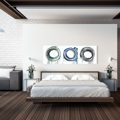 Modern Blue Shapes Canvas - Trio of Circles Home Decor