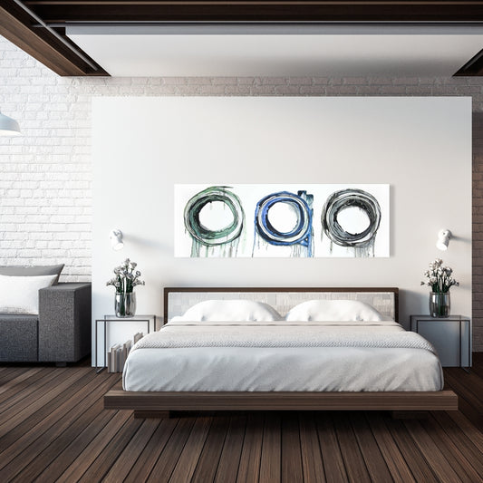 Modern Blue Shapes Canvas - Trio of Circles Home Decor