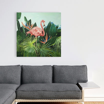 Tropical Flamingo Botanical Pink Canvas | Bedroom Wall Decor