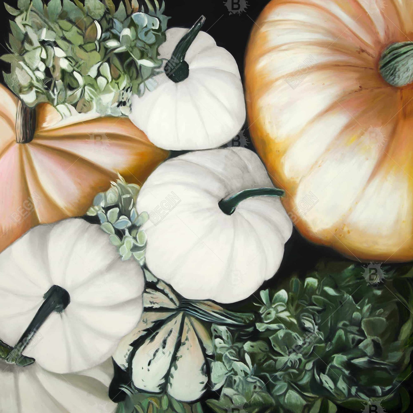 Toile encadrée « Citrouilles d'automne » | Décoration d'intérieur écologique