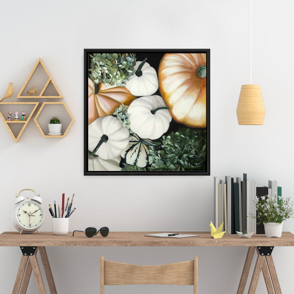 Toile encadrée « Citrouilles d'automne » | Décoration d'intérieur écologique
