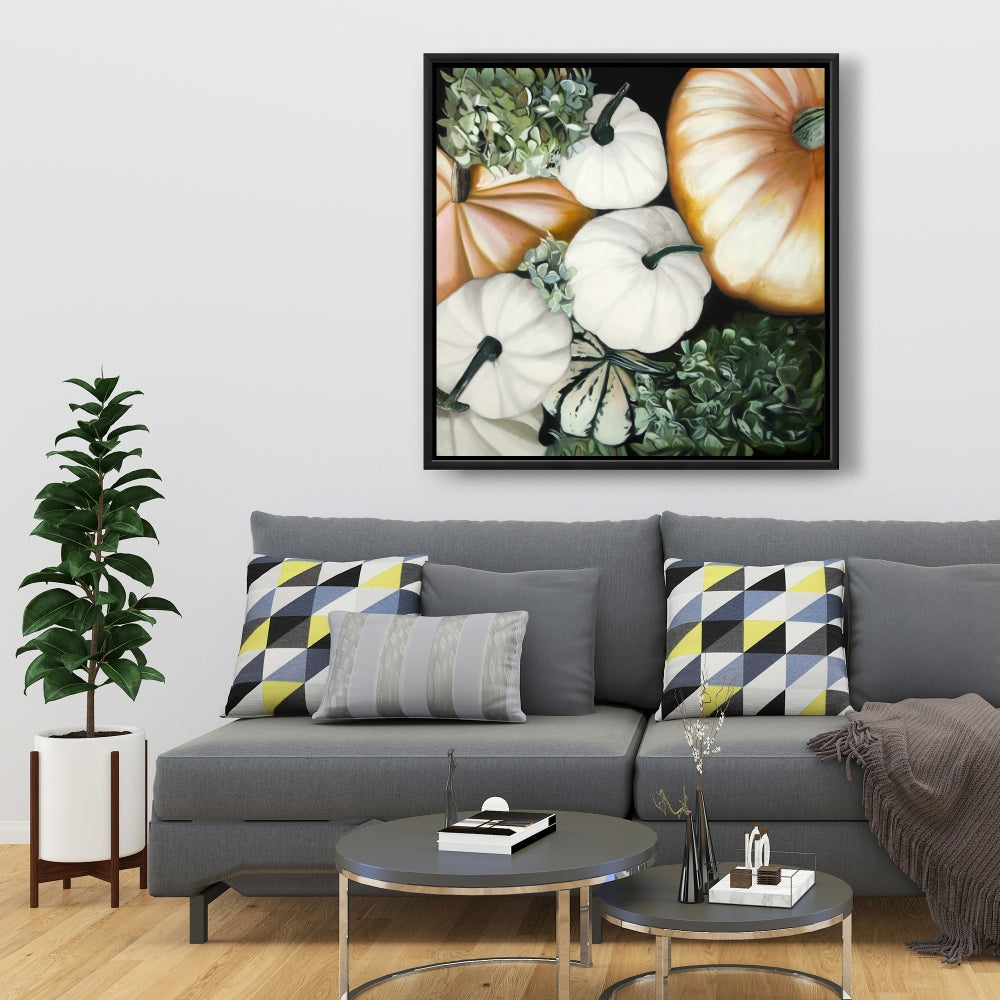 Toile encadrée « Citrouilles d'automne » | Décoration d'intérieur écologique